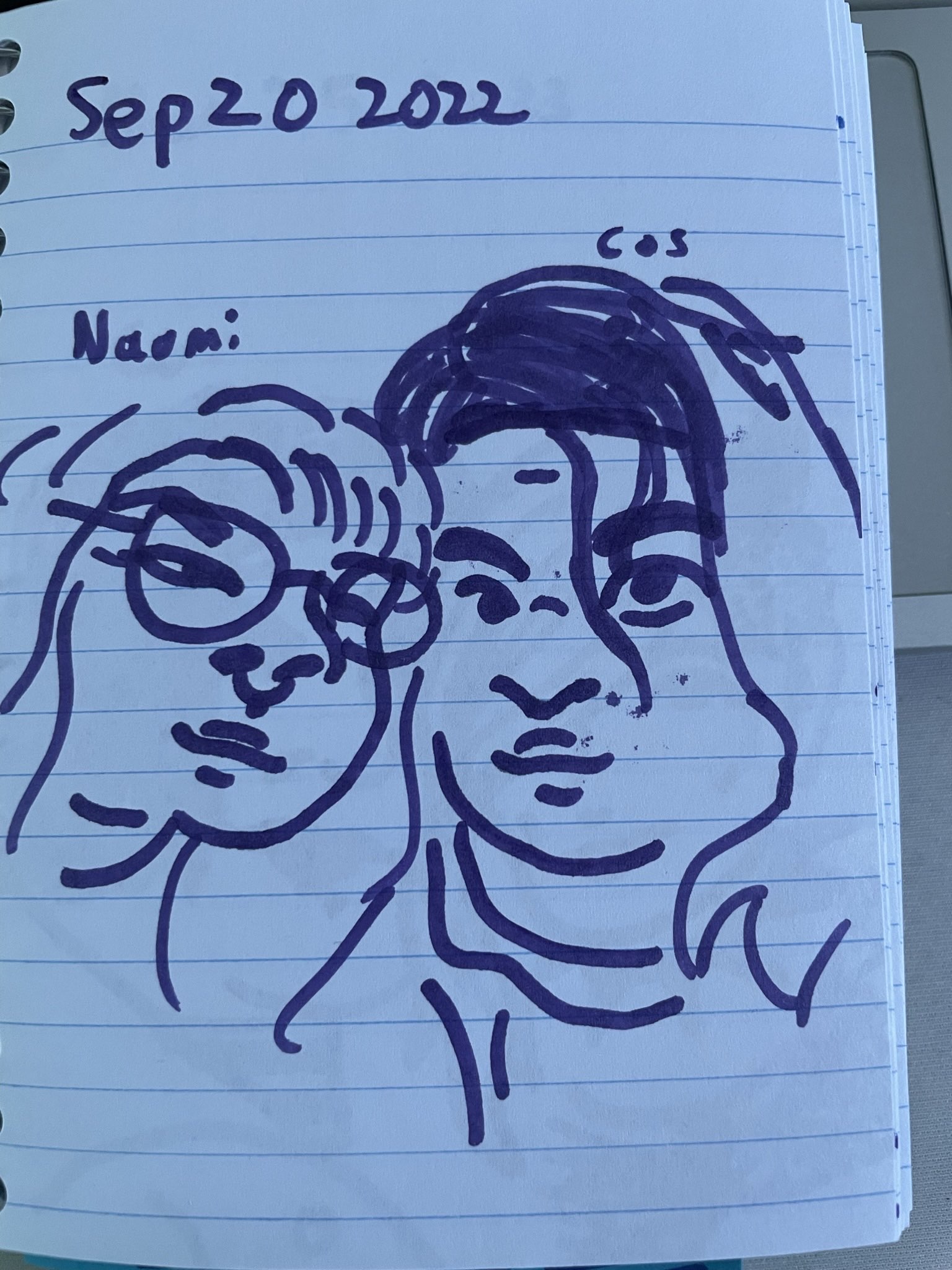  sep 20 2022 me and my ex girlfriend naomi. she is wearing round glasses and has a fluffy and long haircut. my hair is nearly as long as hers, going past my shoulders. 