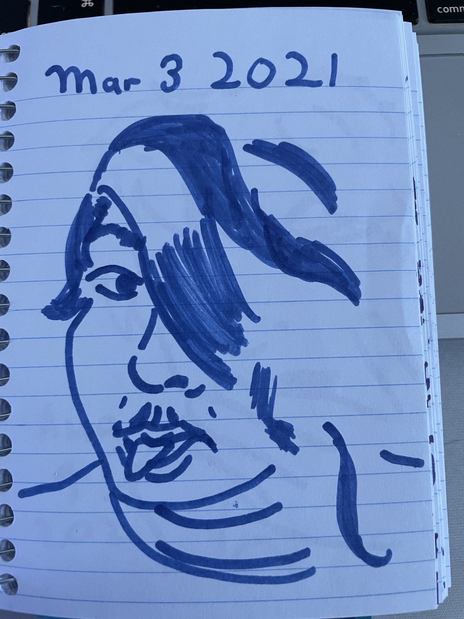  a drawing of me from march 3 2021, I have a medium length androgynous haircut