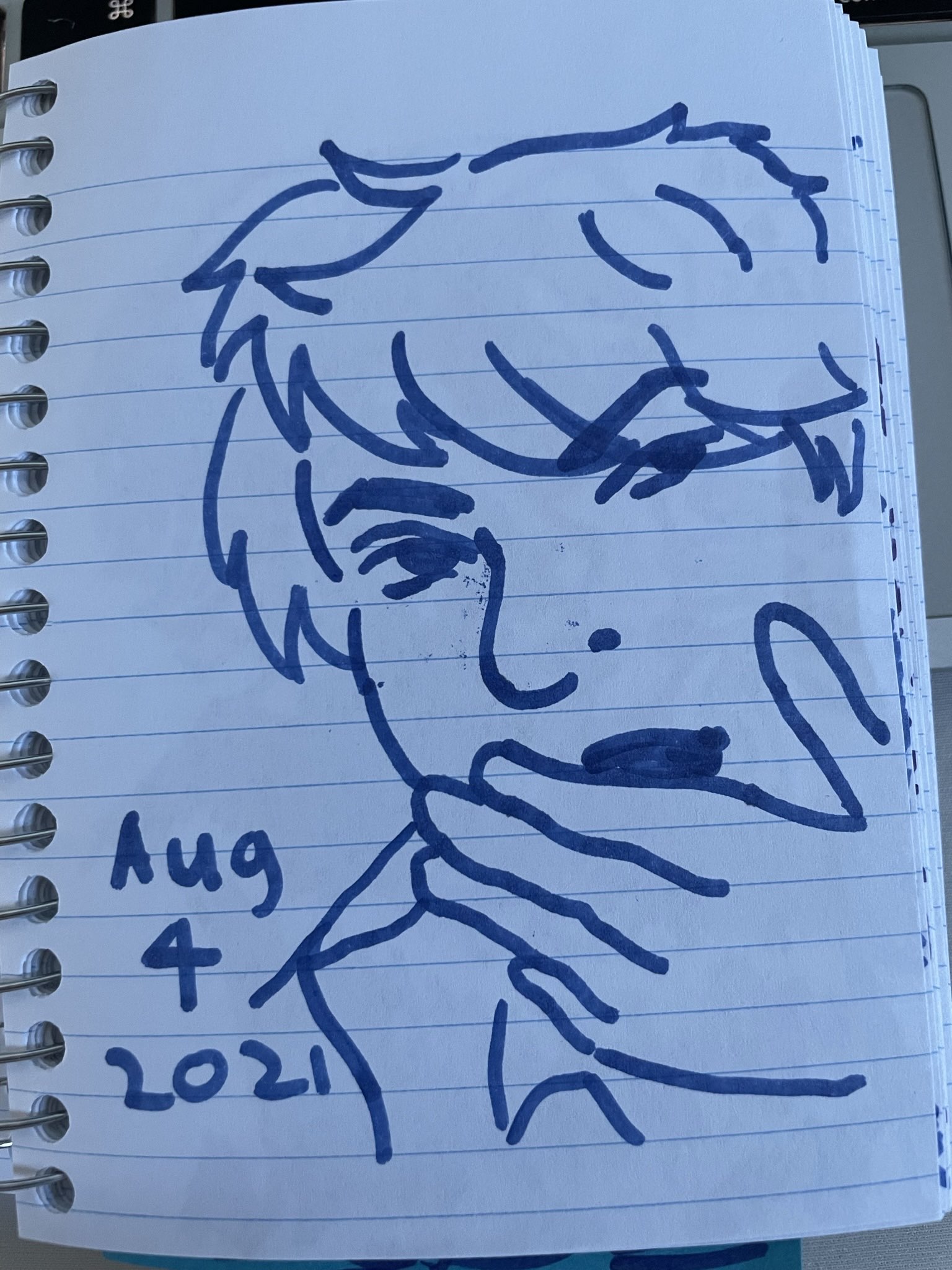 a drawing of me from aug 4 2021, I have very short fluffy hair